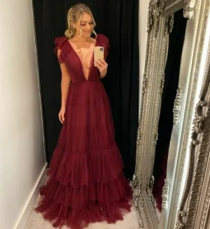Fashion Burgundy Prom Dresses Long Sexy Prom Dress   fg2824