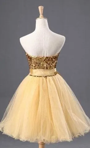 Fashion Gold Sequin Short Cute homecoming Dresses TR0028