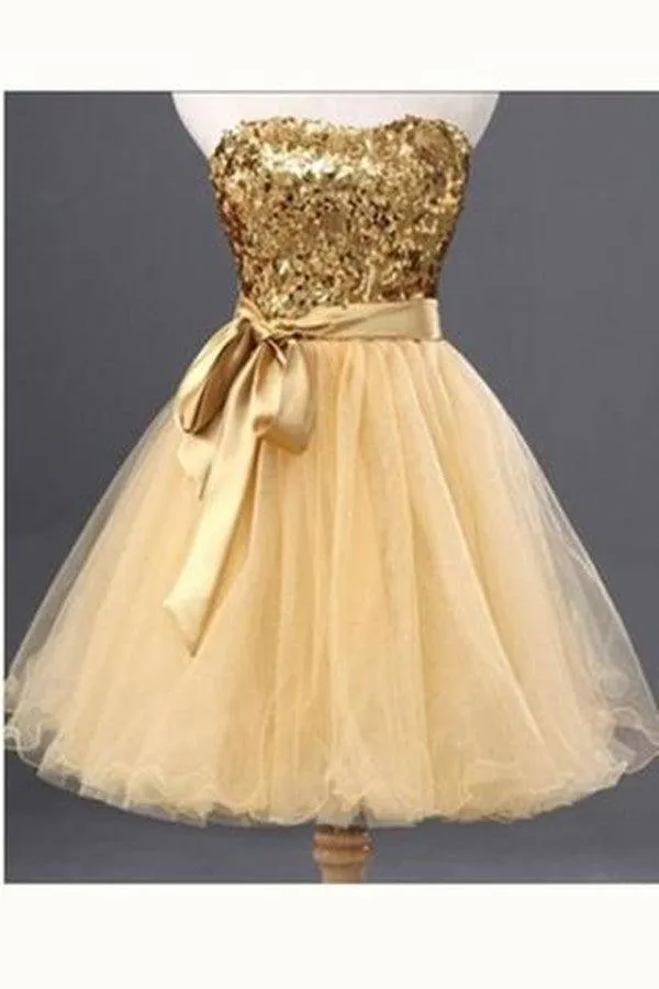 Fashion Gold Sequin Short Cute homecoming Dresses TR0028