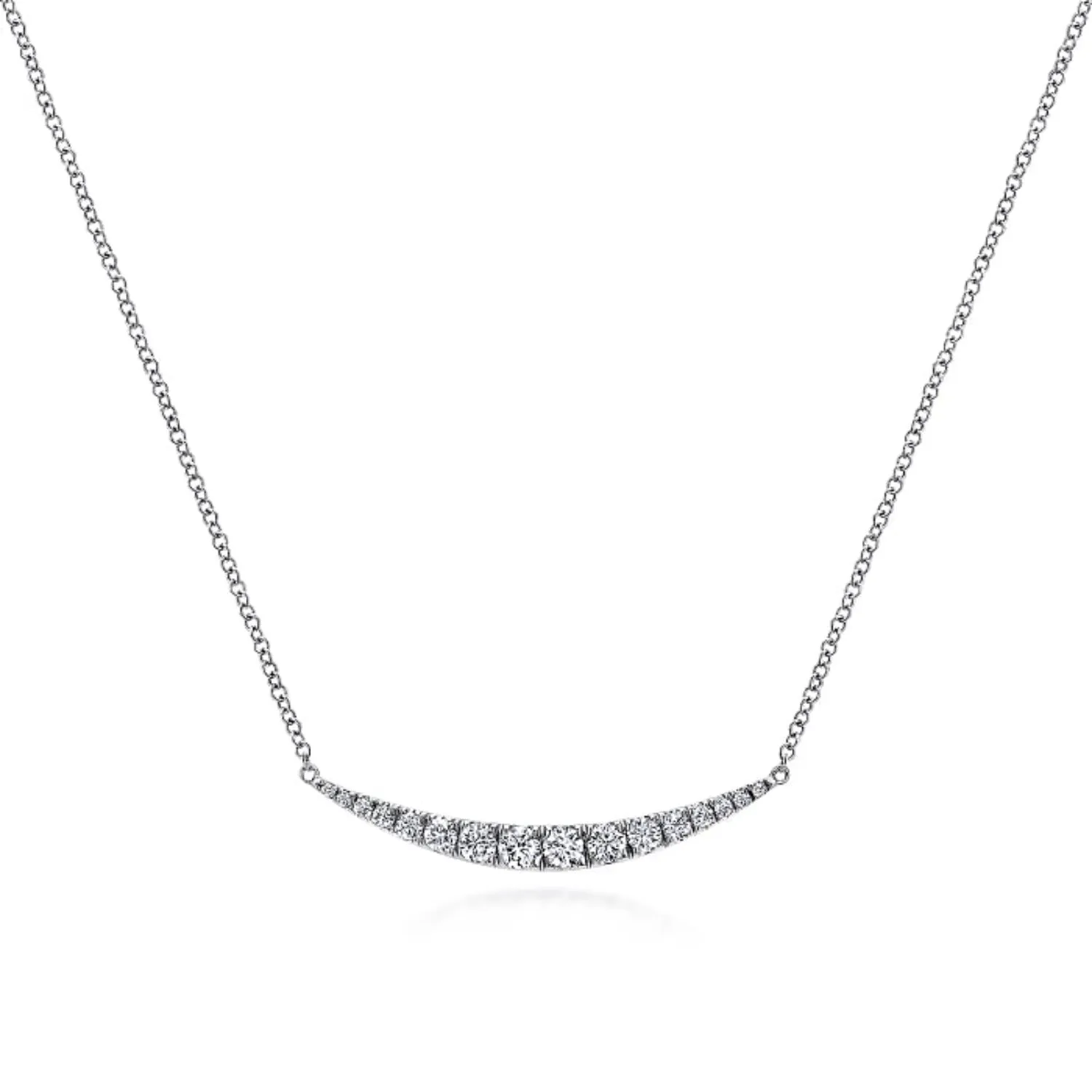 Gabriel & Co. Graduating Curved Diamond Bar Necklace
