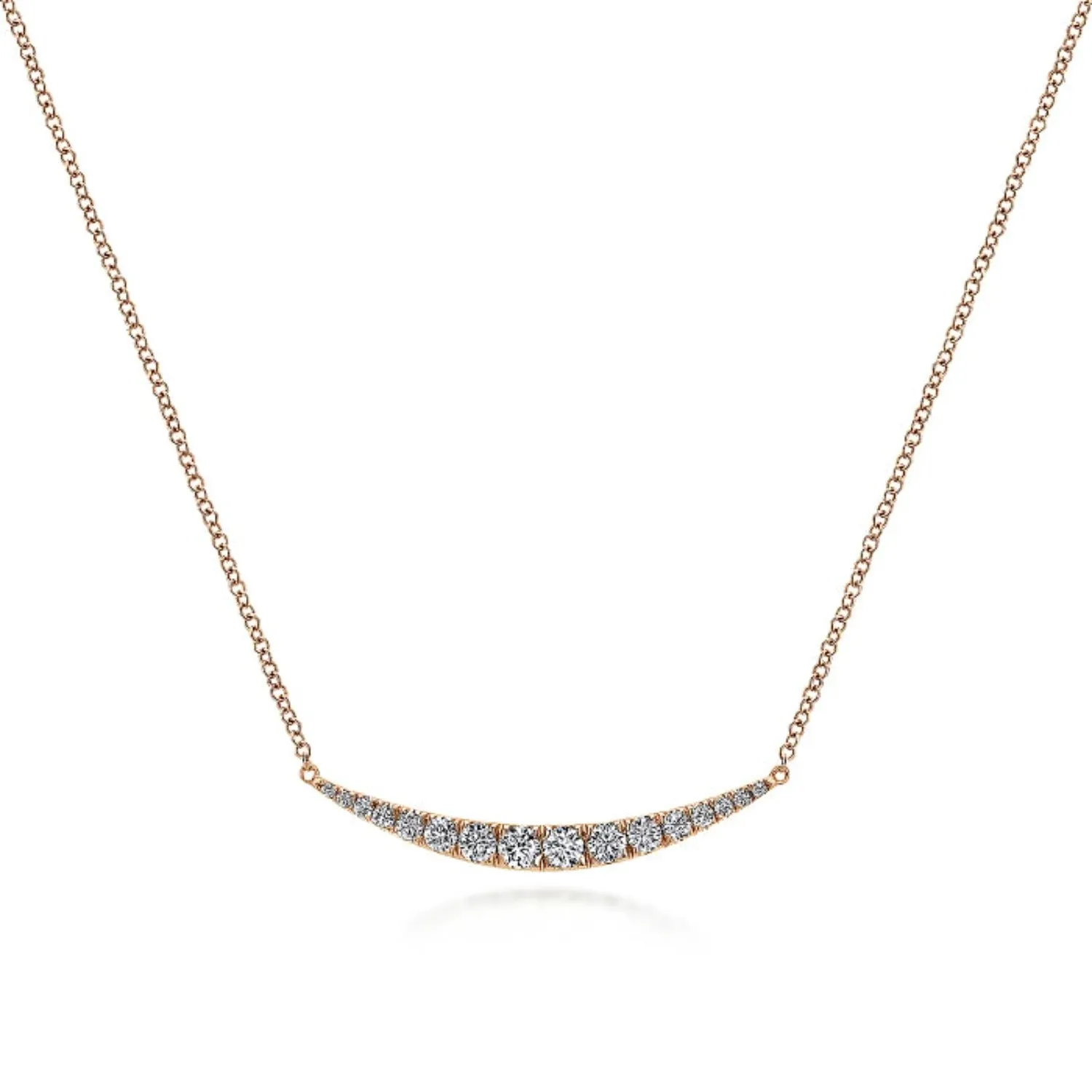 Gabriel & Co. Graduating Curved Diamond Bar Necklace