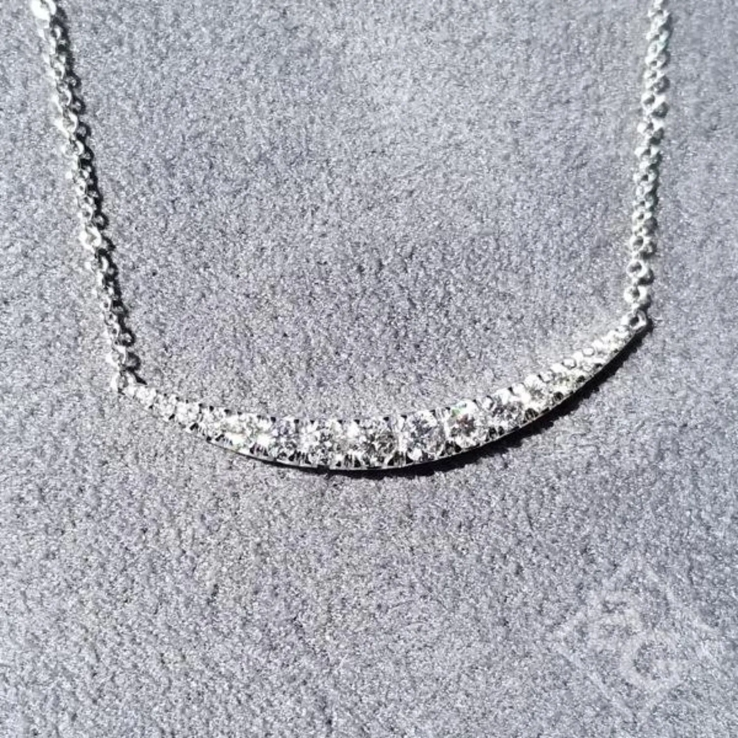 Gabriel & Co. Graduating Curved Diamond Bar Necklace