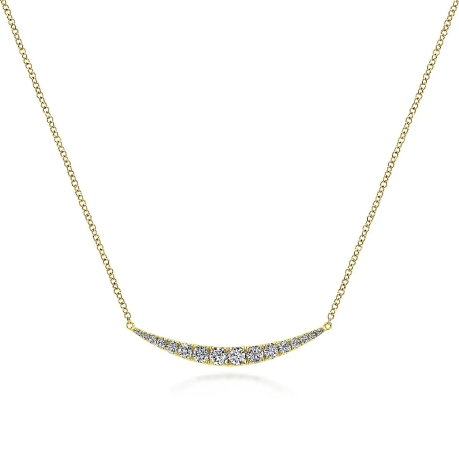 Gabriel & Co. Graduating Curved Diamond Bar Necklace