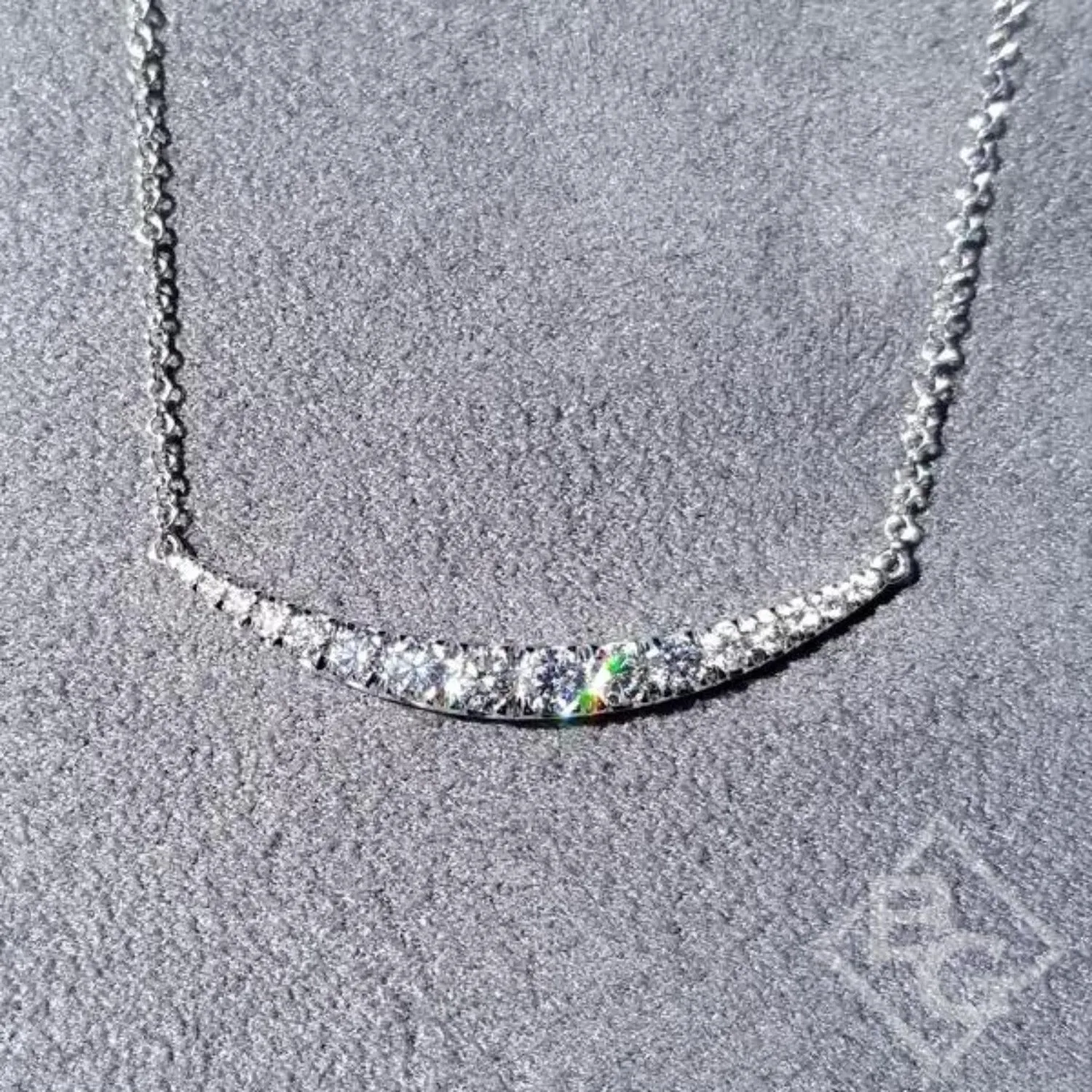 Gabriel & Co. Graduating Curved Diamond Bar Necklace