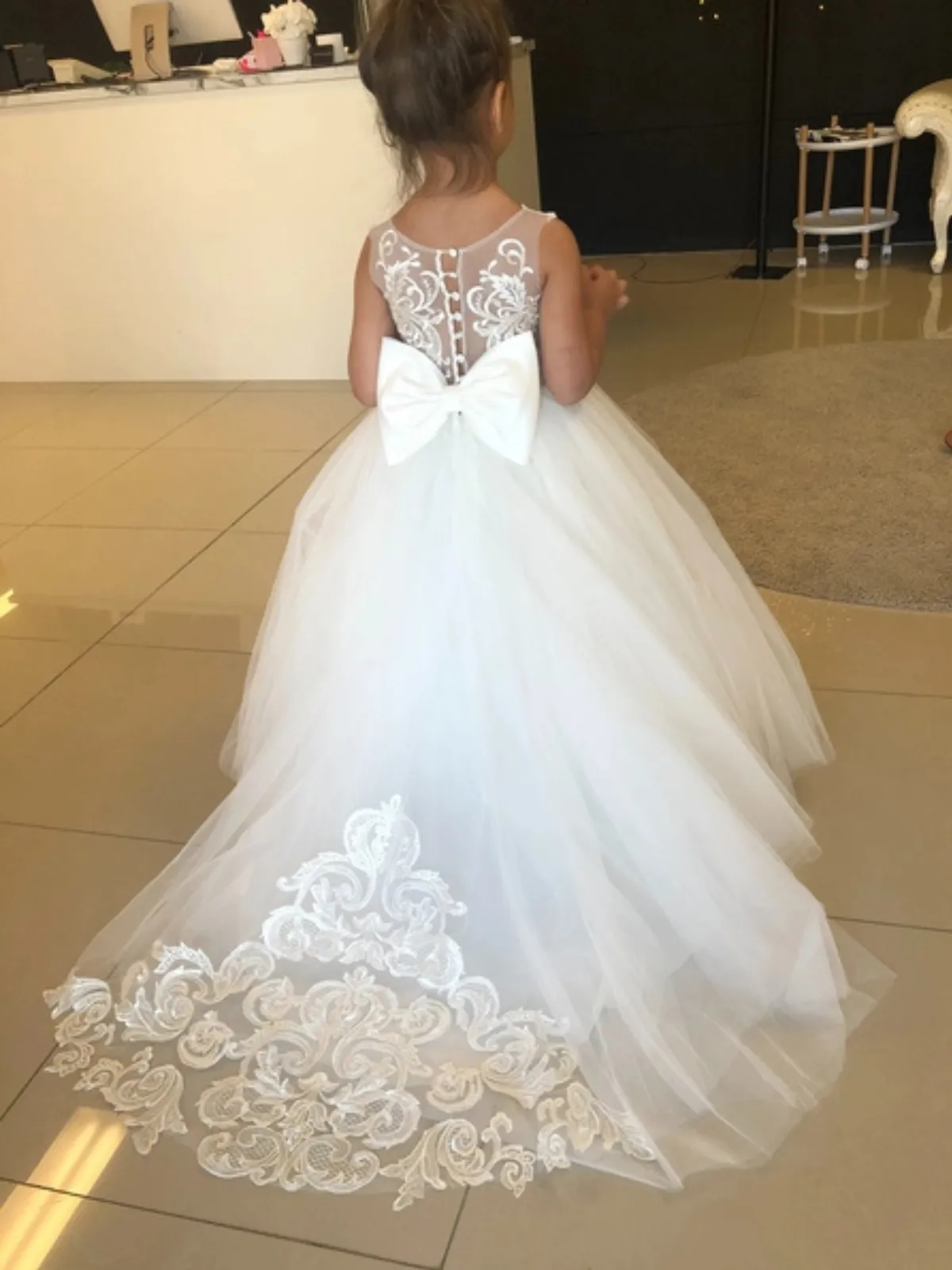 Gala Night Lacey Train Tulle Communion Gown