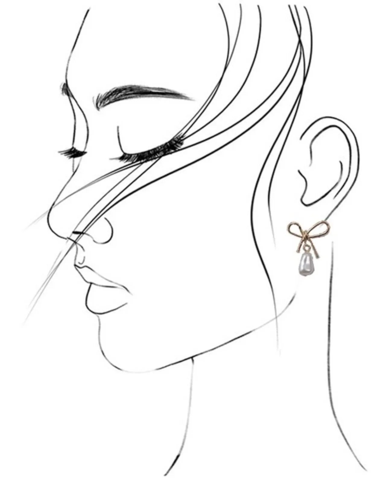 Gold Bow Pearl Drop Earrings