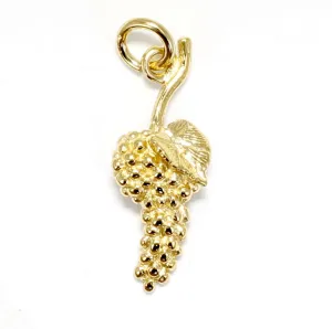 Gold Vermeil Grape Cluster Charm with small Grape Leaf