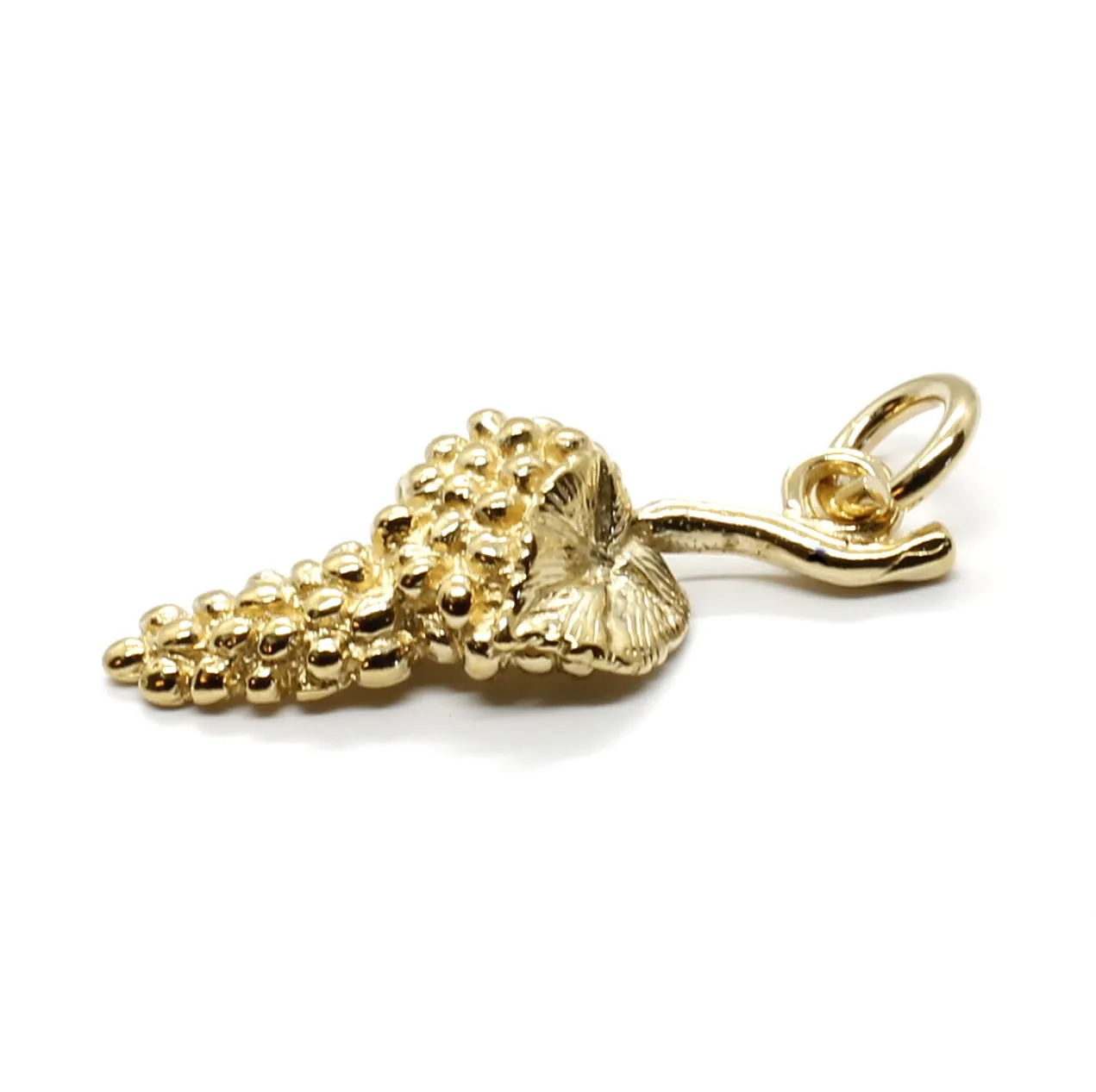 Gold Vermeil Grape Cluster Charm with small Grape Leaf