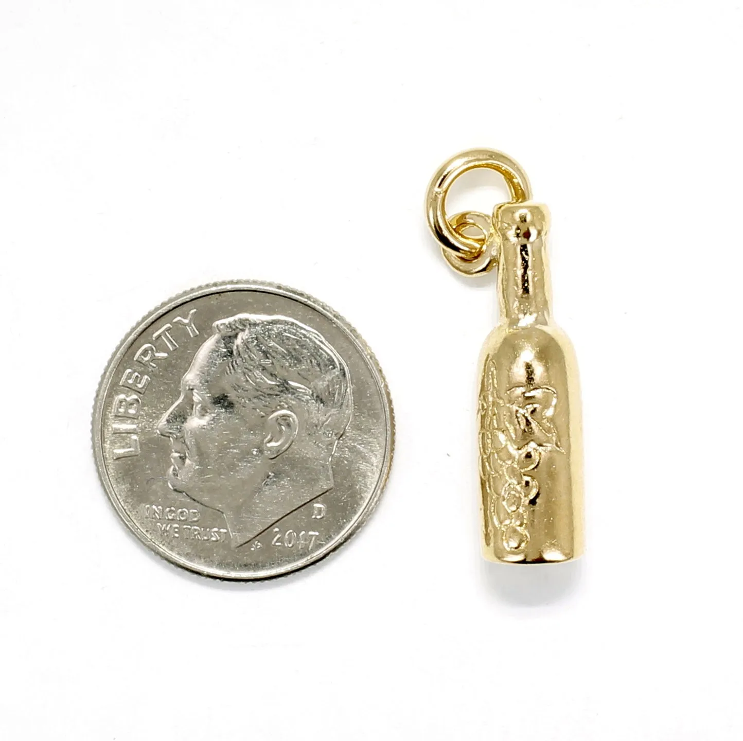 Gold Wine Bottle Charm for Wine Lover