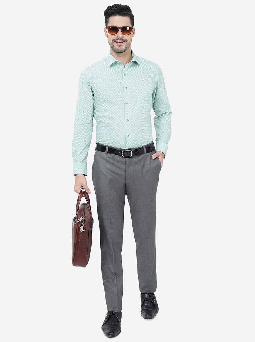 Green Printed Slim Fit Formal Shirt | Greenfibre