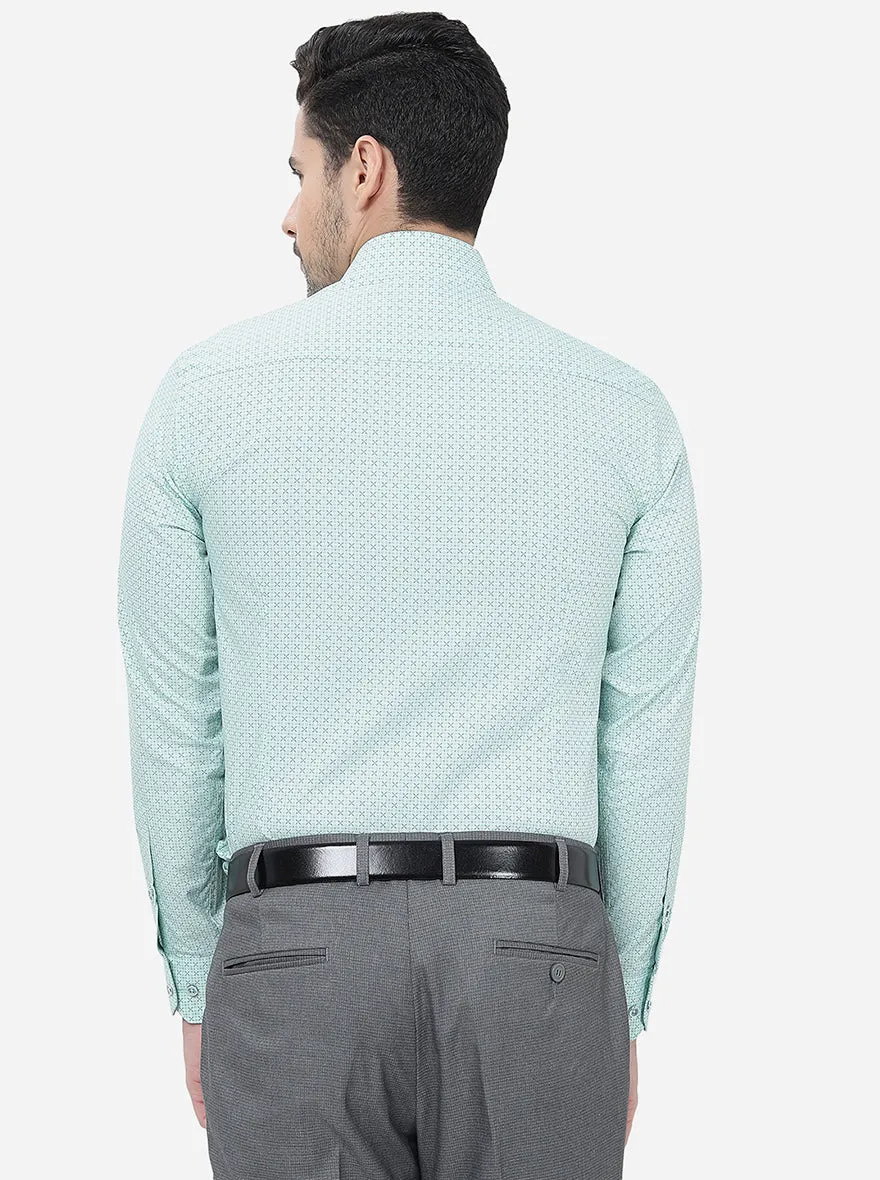 Green Printed Slim Fit Formal Shirt | Greenfibre