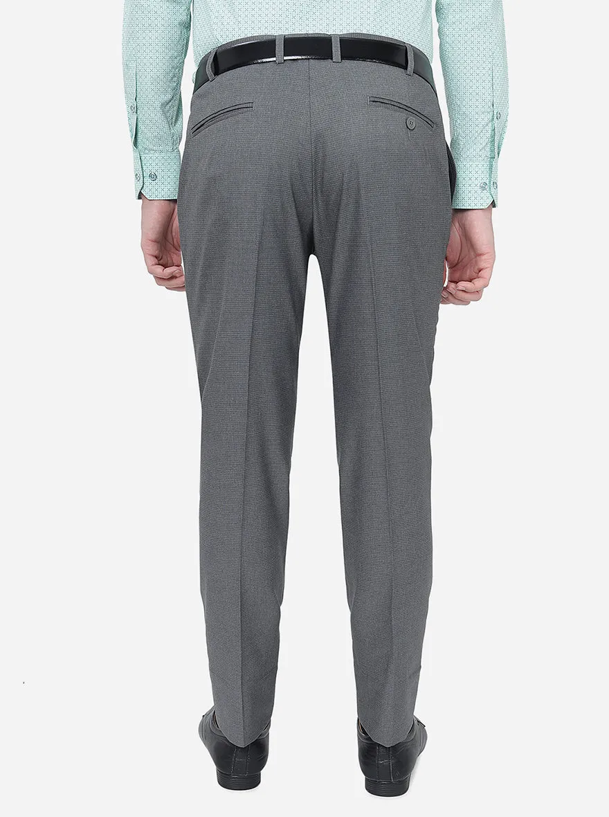 Grey Checked Super Slim Fit Formal Trouser | JadeBlue