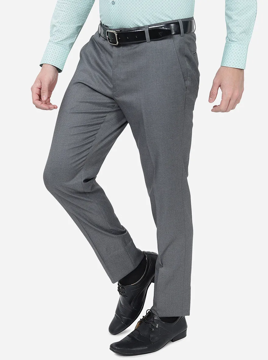 Grey Checked Super Slim Fit Formal Trouser | JadeBlue