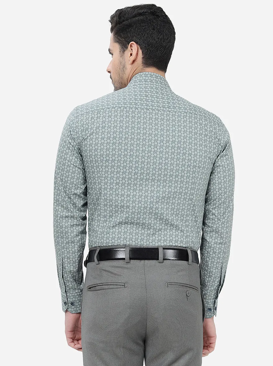 Grey Printed Slim Fit Formal Shirt | Greenfibre