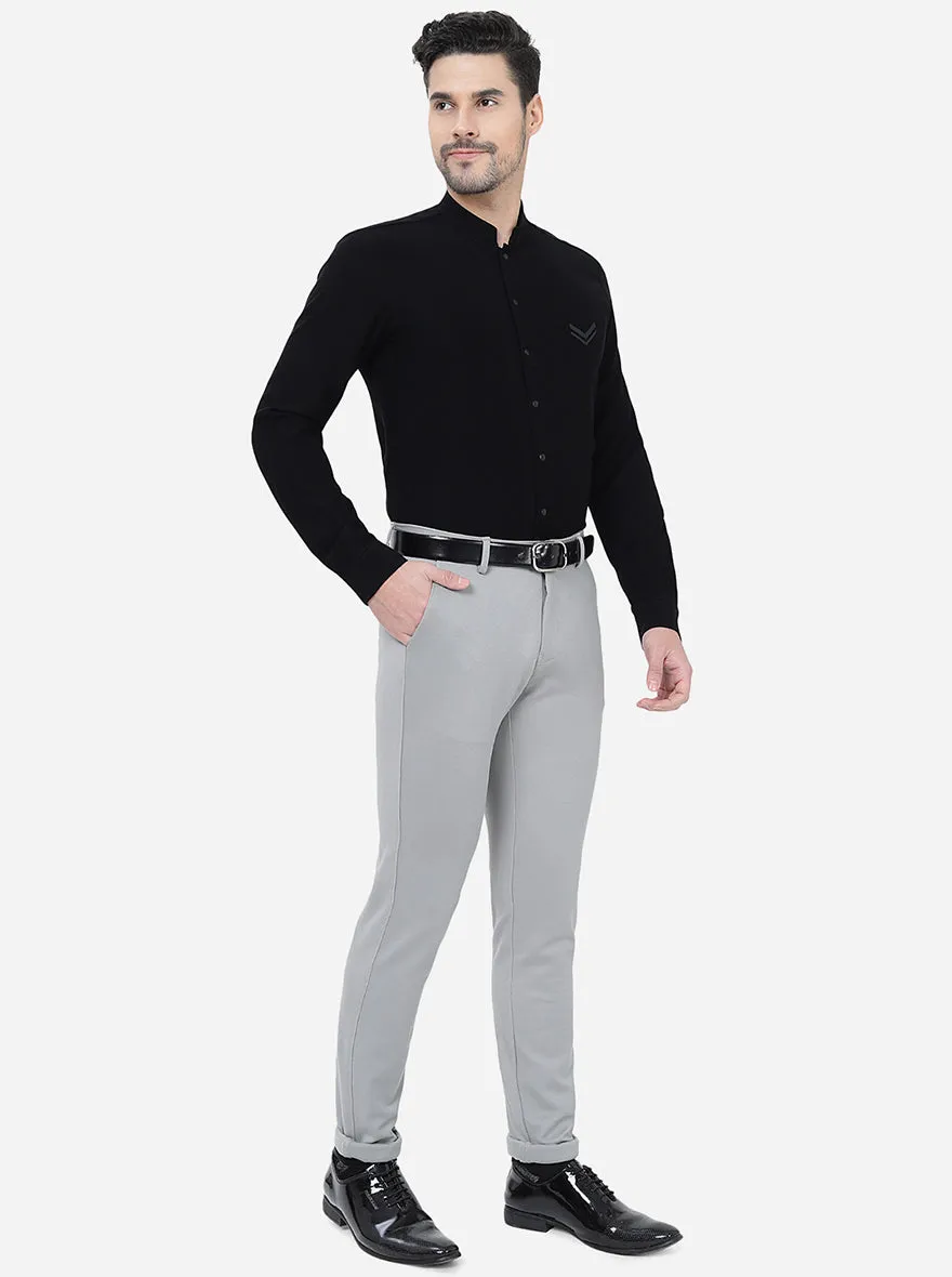 Grey Solid Slim Fit Club Wear Trouser | JB Studio