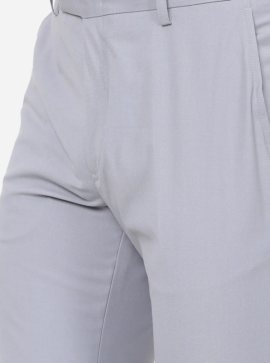 Grey Solid Slim Fit Formal Trouser | Greenfibre