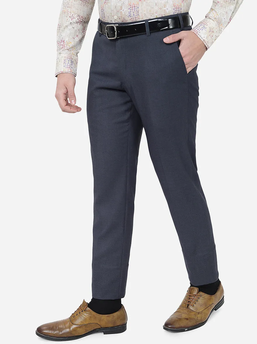 Grey Solid Super Slim Fit Formal Trouser | JadeBlue