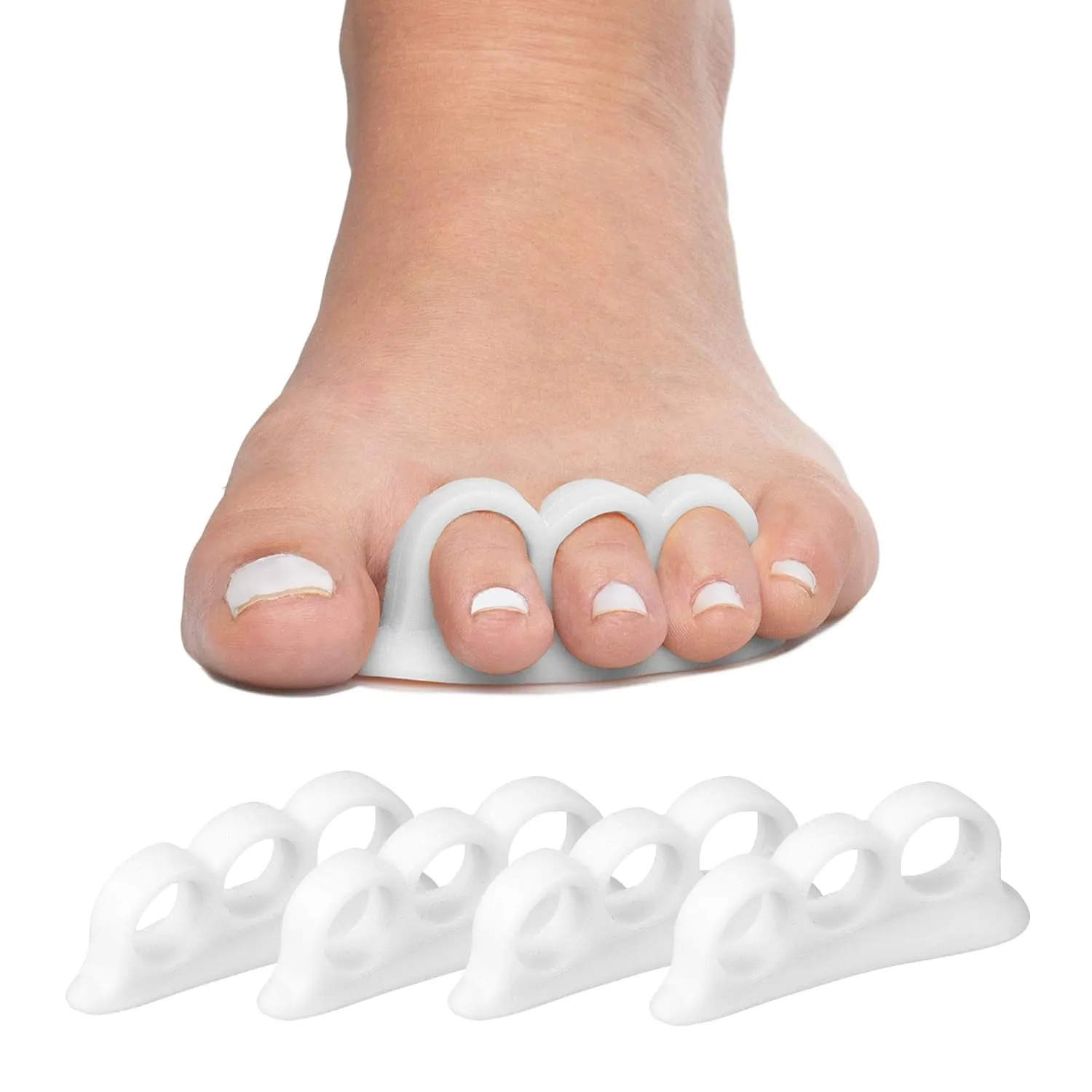 Hammertoe Corrector Gel Toe Straighteners with 3 Separator Loops - Realign Bent, Crooked, Curled, Claw, Hammer Toes - Cushion Crest for Men and Women - Beige