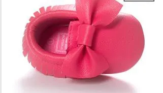 Handmade Soft Bottom Fashion Tassels Baby Moccasin Newborn Babies Shoes 14-colors PU leather Prewalkers Boots