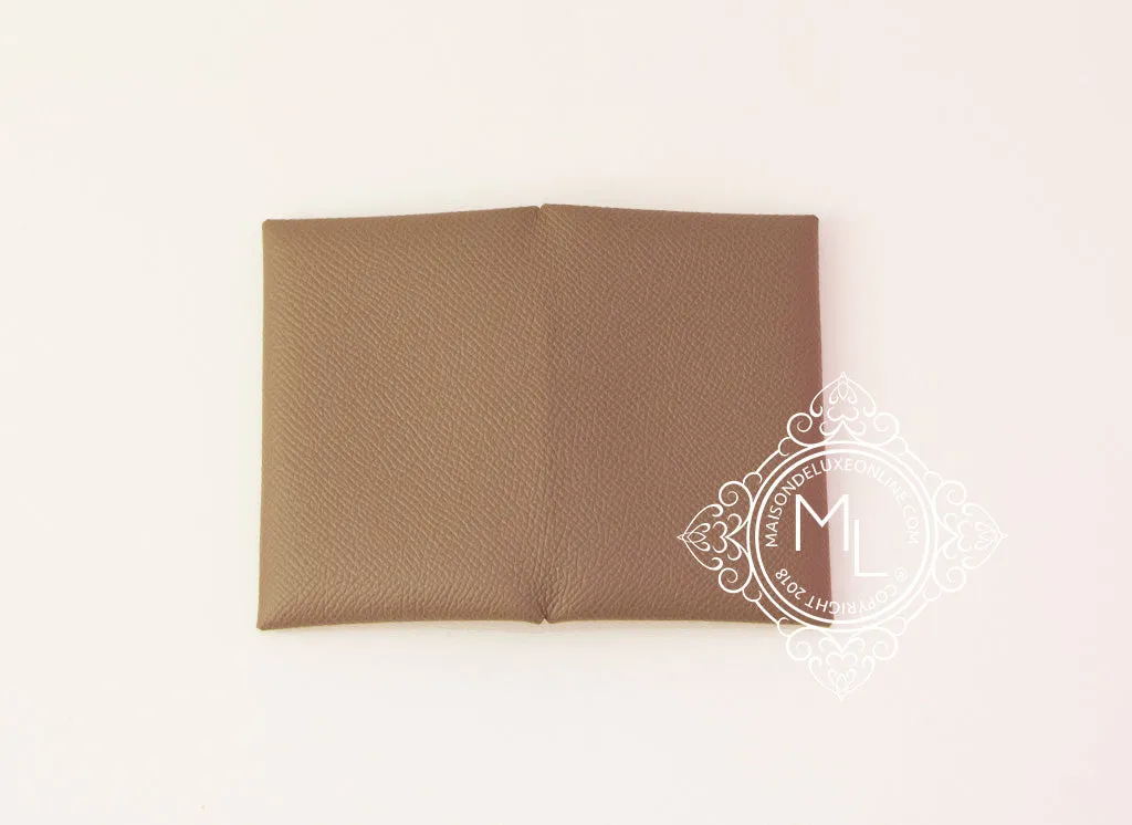 Hermes Etoupe Epsom Calvi Card Case Holder