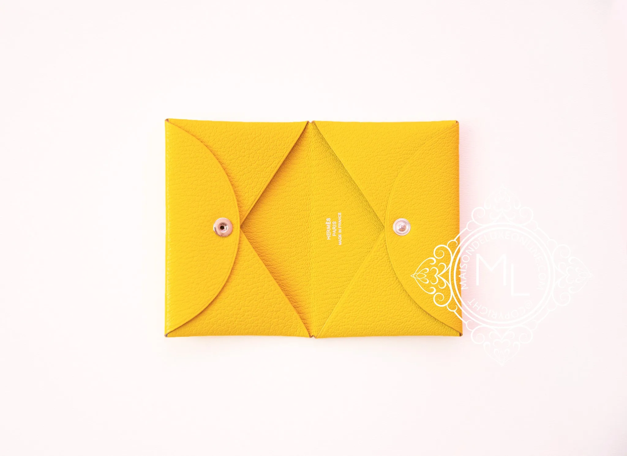Hermes Lime Chevre Mysore Calvi Card Case Holder