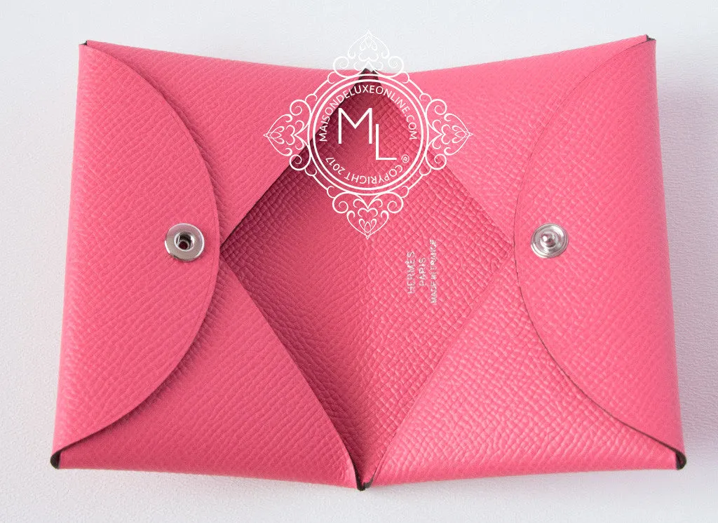 Hermes Rose Azalee Pink Epsom Calvi Card Case Holder