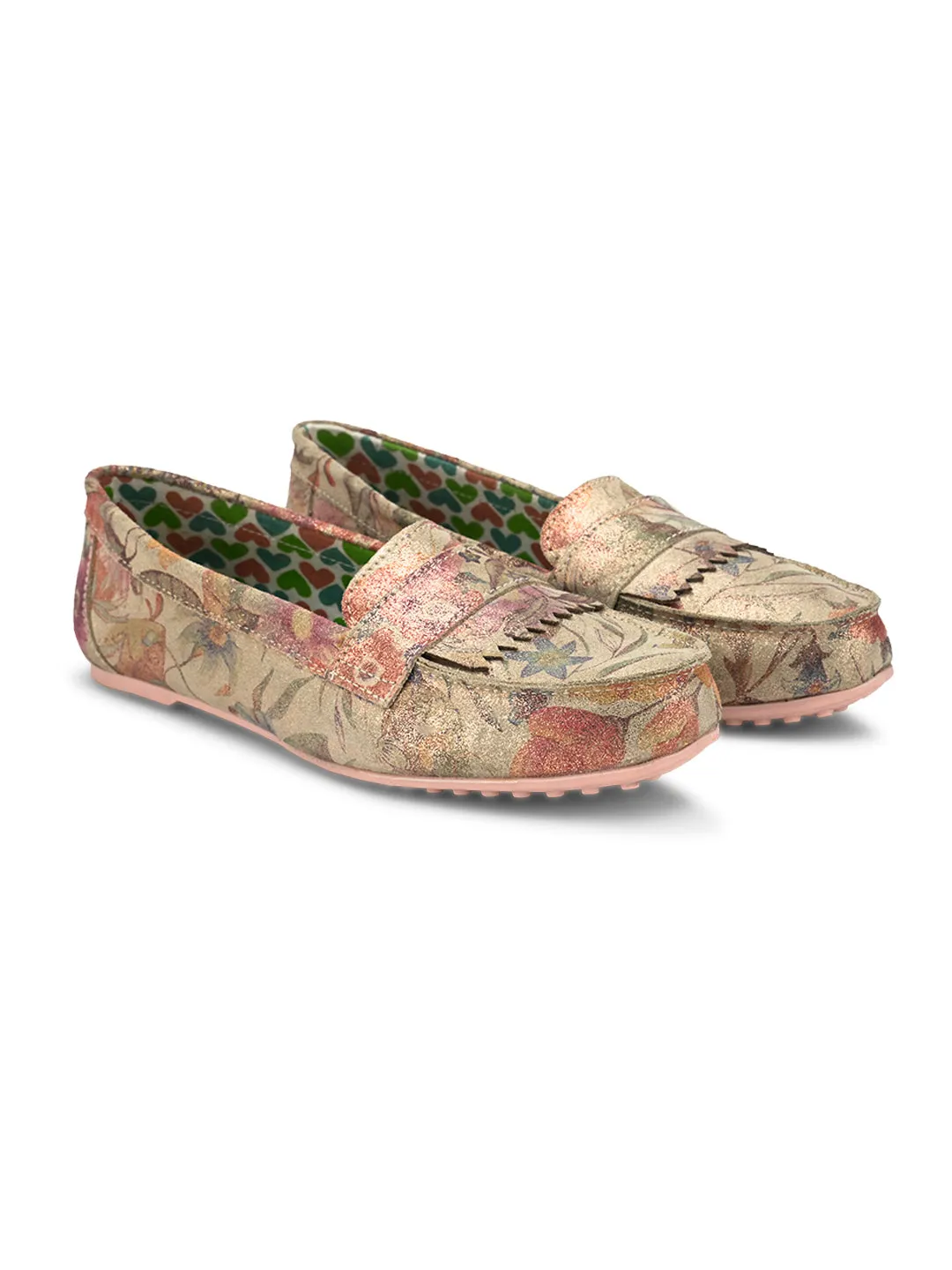 Hydes N Hues Gold Foil Moccasins For Women