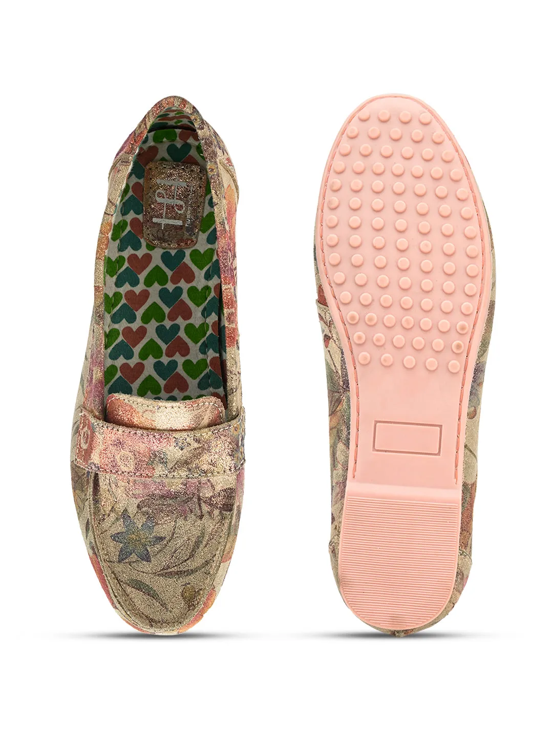 Hydes N Hues Gold Foil Moccasins For Women