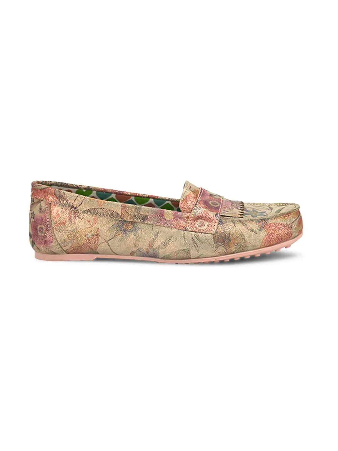Hydes N Hues Gold Foil Moccasins For Women