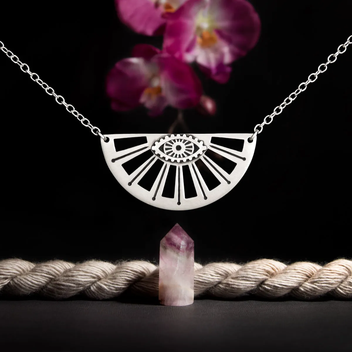I Spy Knitting In My Eye Sterling Silver Necklace