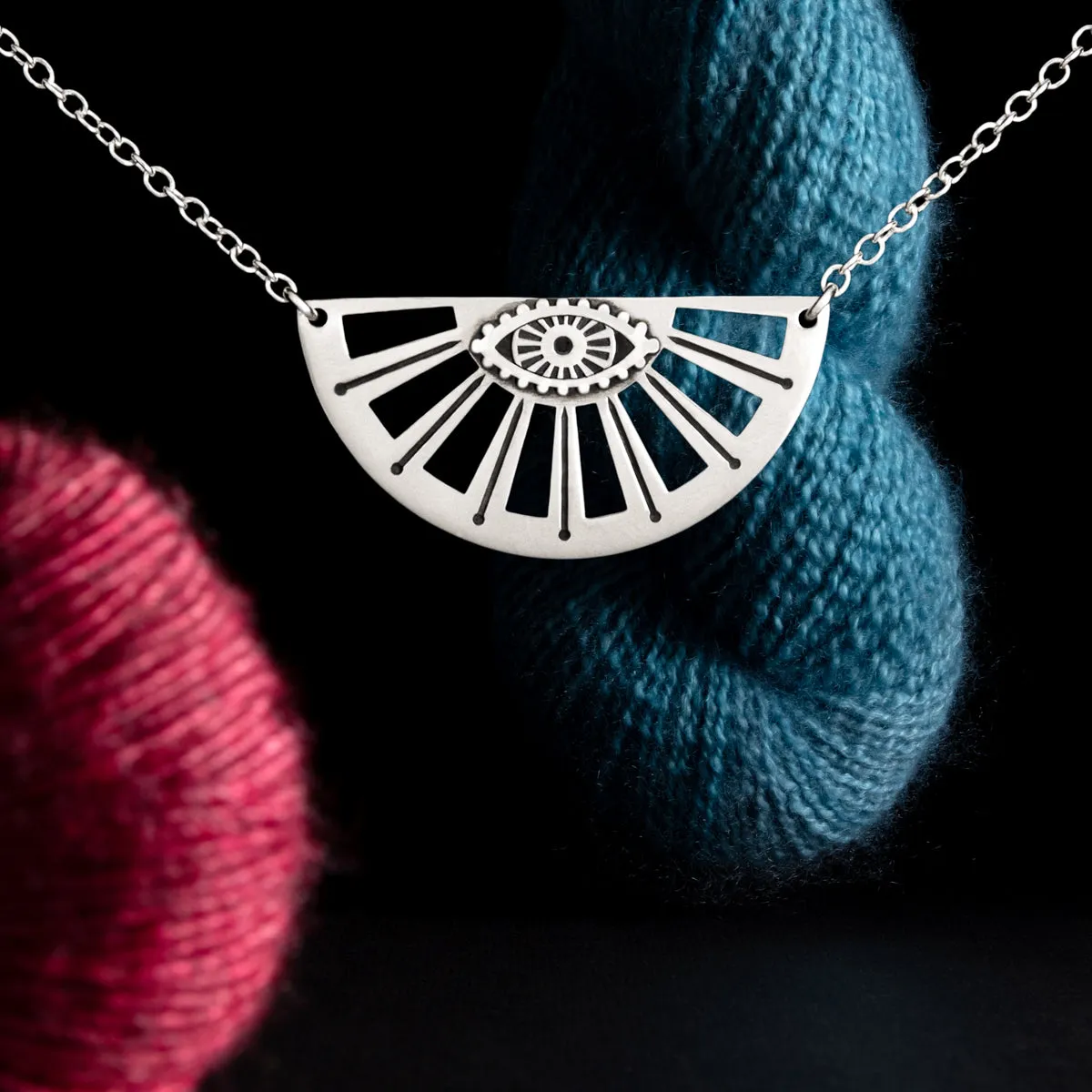 I Spy Knitting In My Eye Sterling Silver Necklace