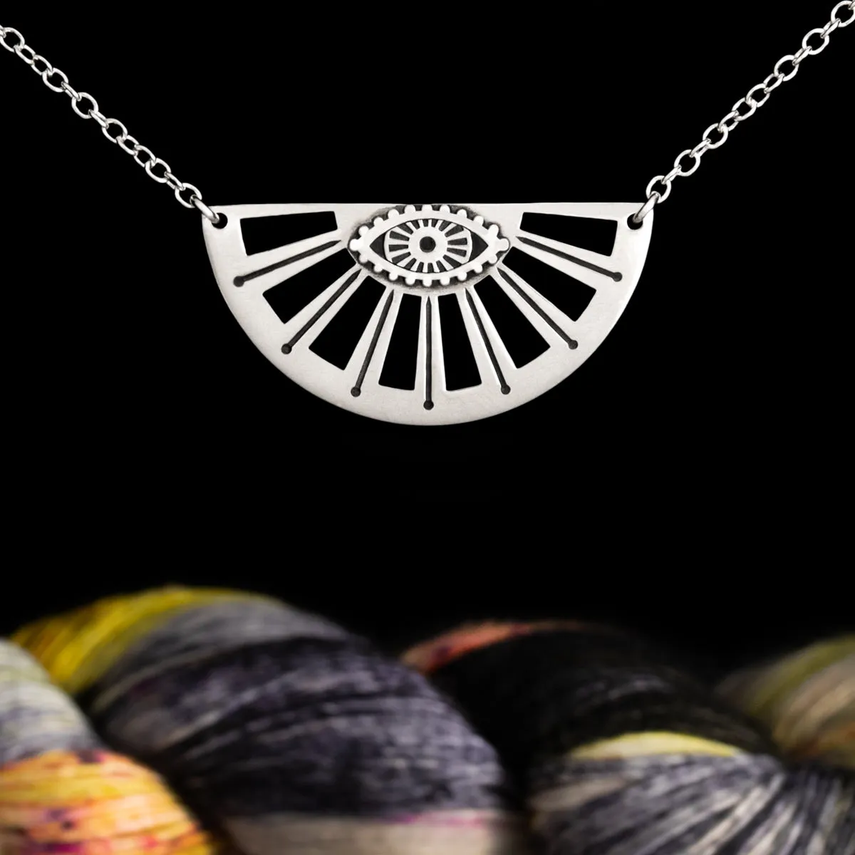 I Spy Knitting In My Eye Sterling Silver Necklace