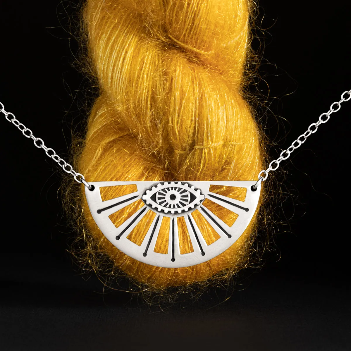 I Spy Knitting In My Eye Sterling Silver Necklace