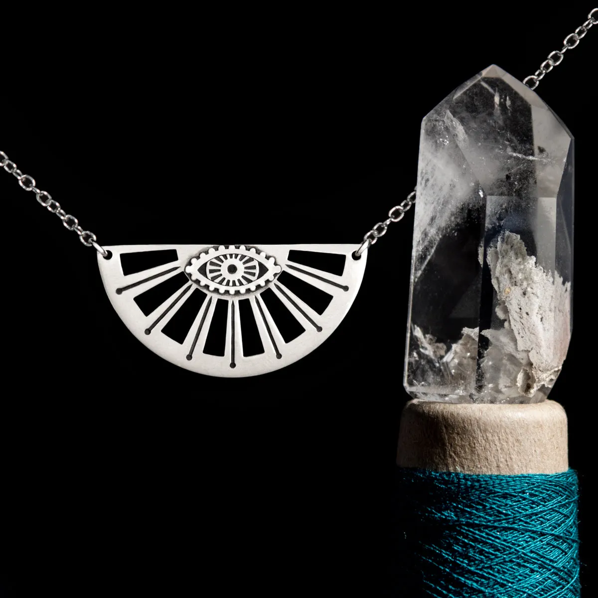 I Spy Knitting In My Eye Sterling Silver Necklace