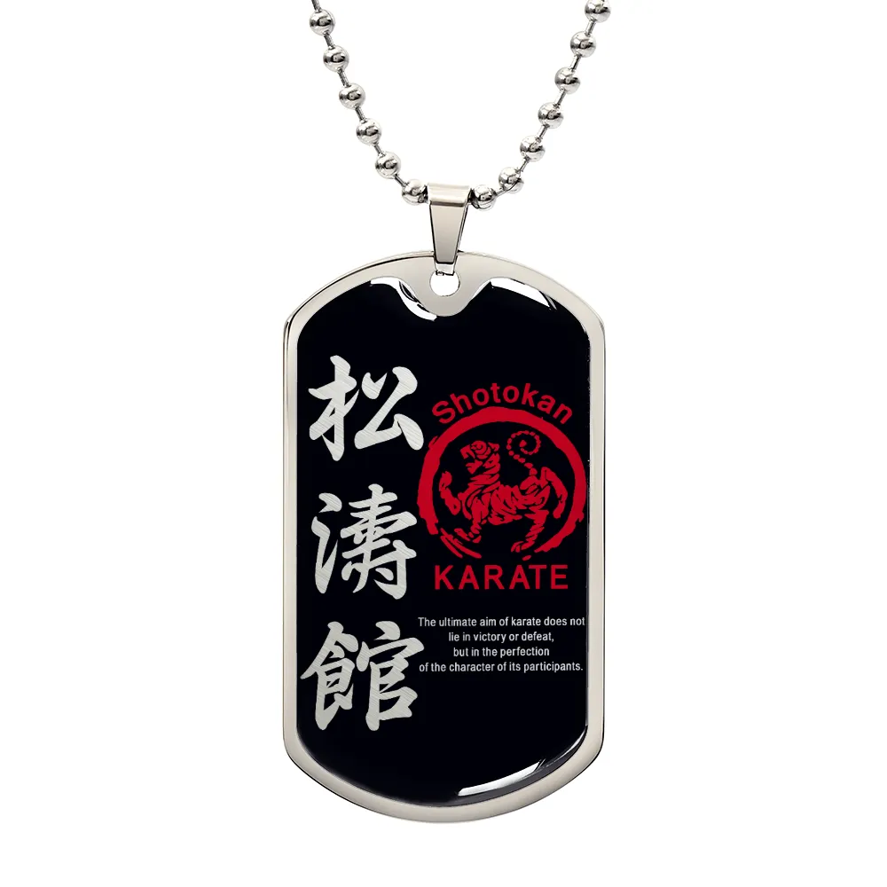 Karate - The Ultimate Aim Of Karate Does Not Lie In Victory Or Defeat - Shotokan Karate - Black Dog Tag - Karate Dog Tag - Military Ball Chain - Luxury Dog Tag