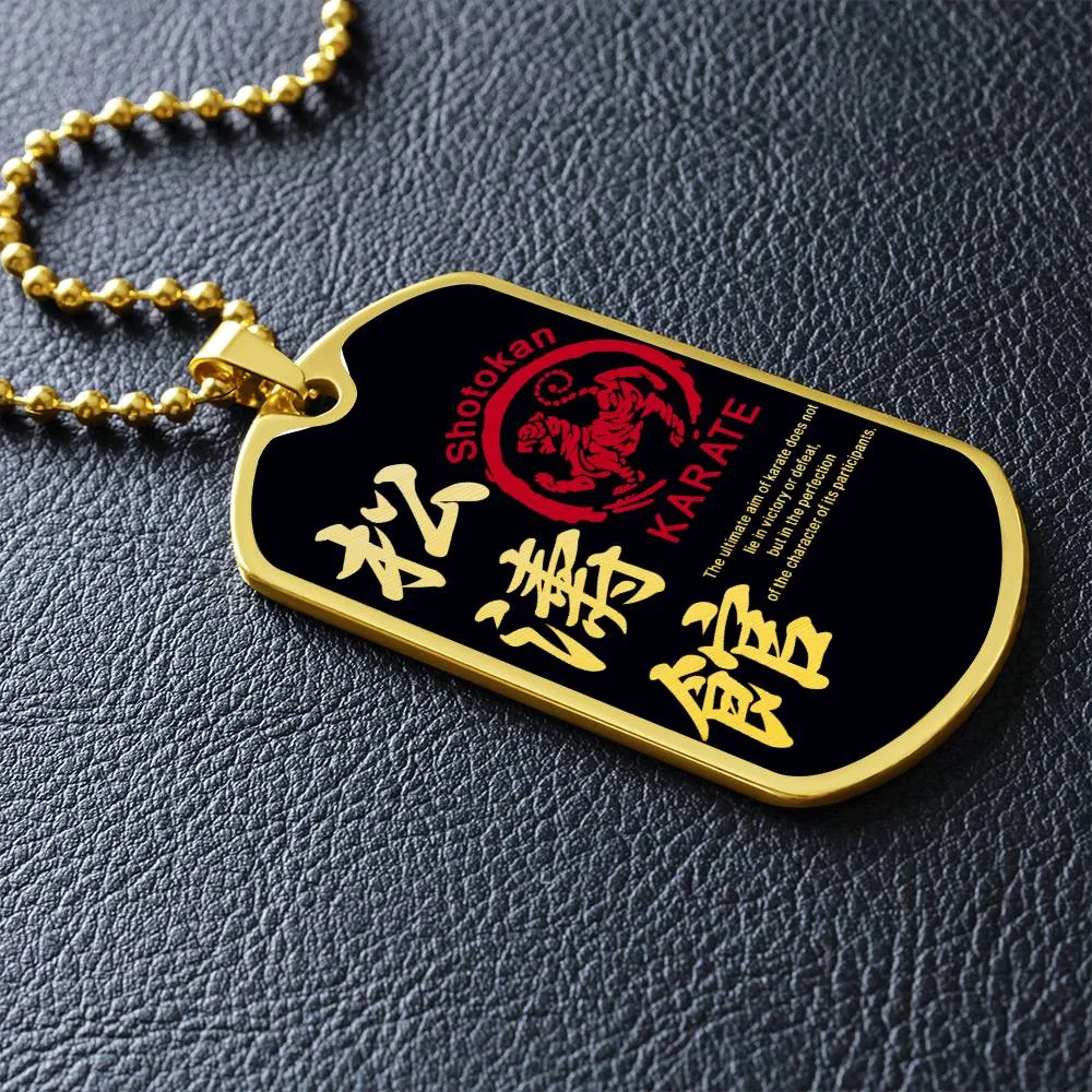 Karate - The Ultimate Aim Of Karate Does Not Lie In Victory Or Defeat - Shotokan Karate - Black Dog Tag - Karate Dog Tag - Military Ball Chain - Luxury Dog Tag