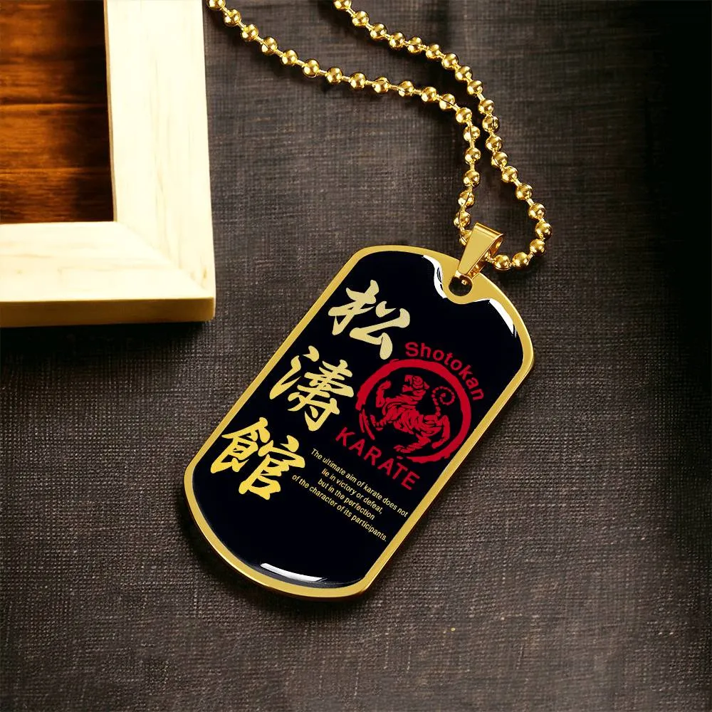 Karate - The Ultimate Aim Of Karate Does Not Lie In Victory Or Defeat - Shotokan Karate - Black Dog Tag - Karate Dog Tag - Military Ball Chain - Luxury Dog Tag