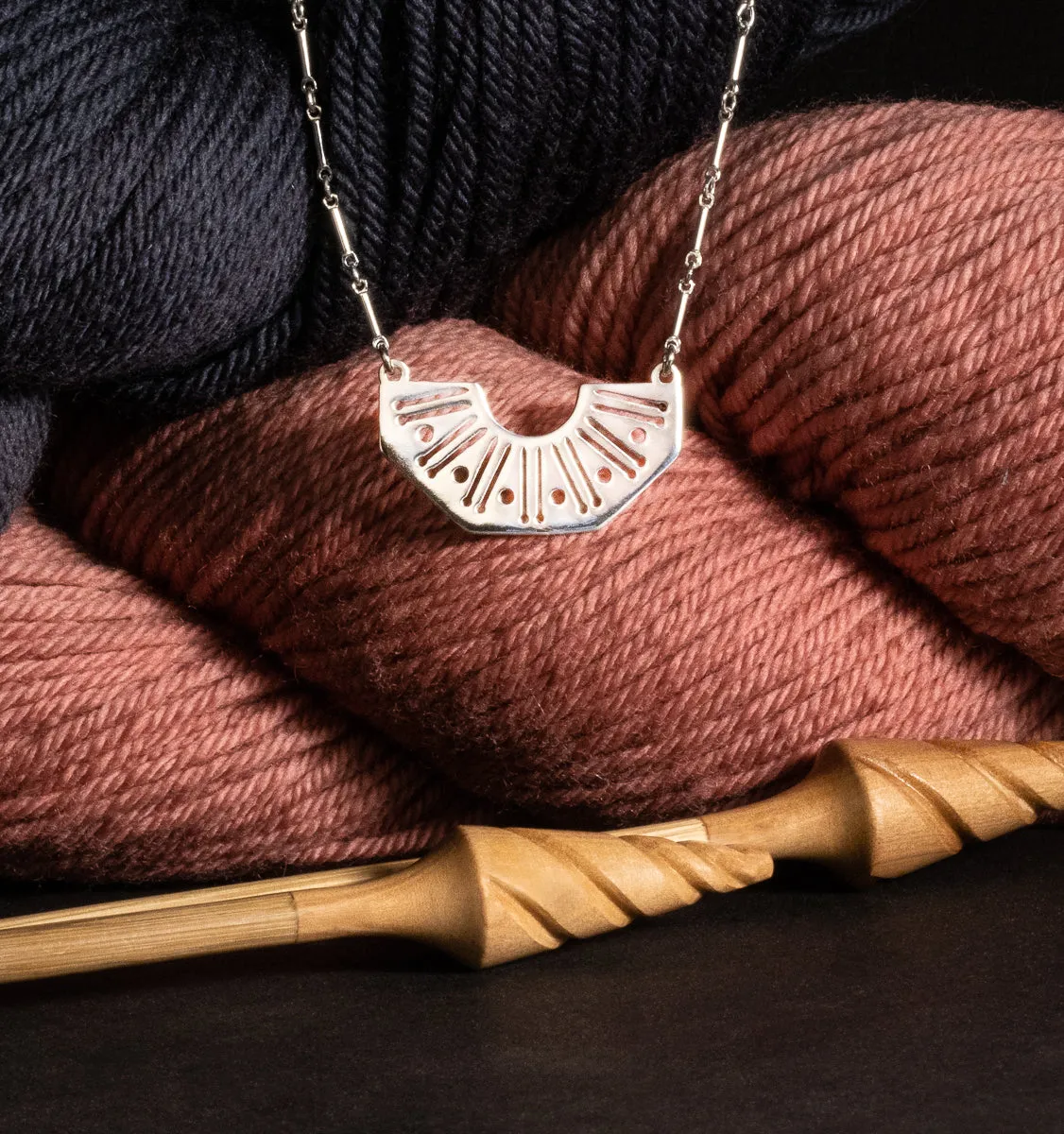 Knit and Dissent, RBG Collar If She Knitted!  Knitting Needles & Yarn Motif Necklace