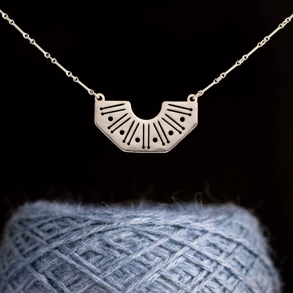 Knit and Dissent, RBG Collar If She Knitted!  Knitting Needles & Yarn Motif Necklace