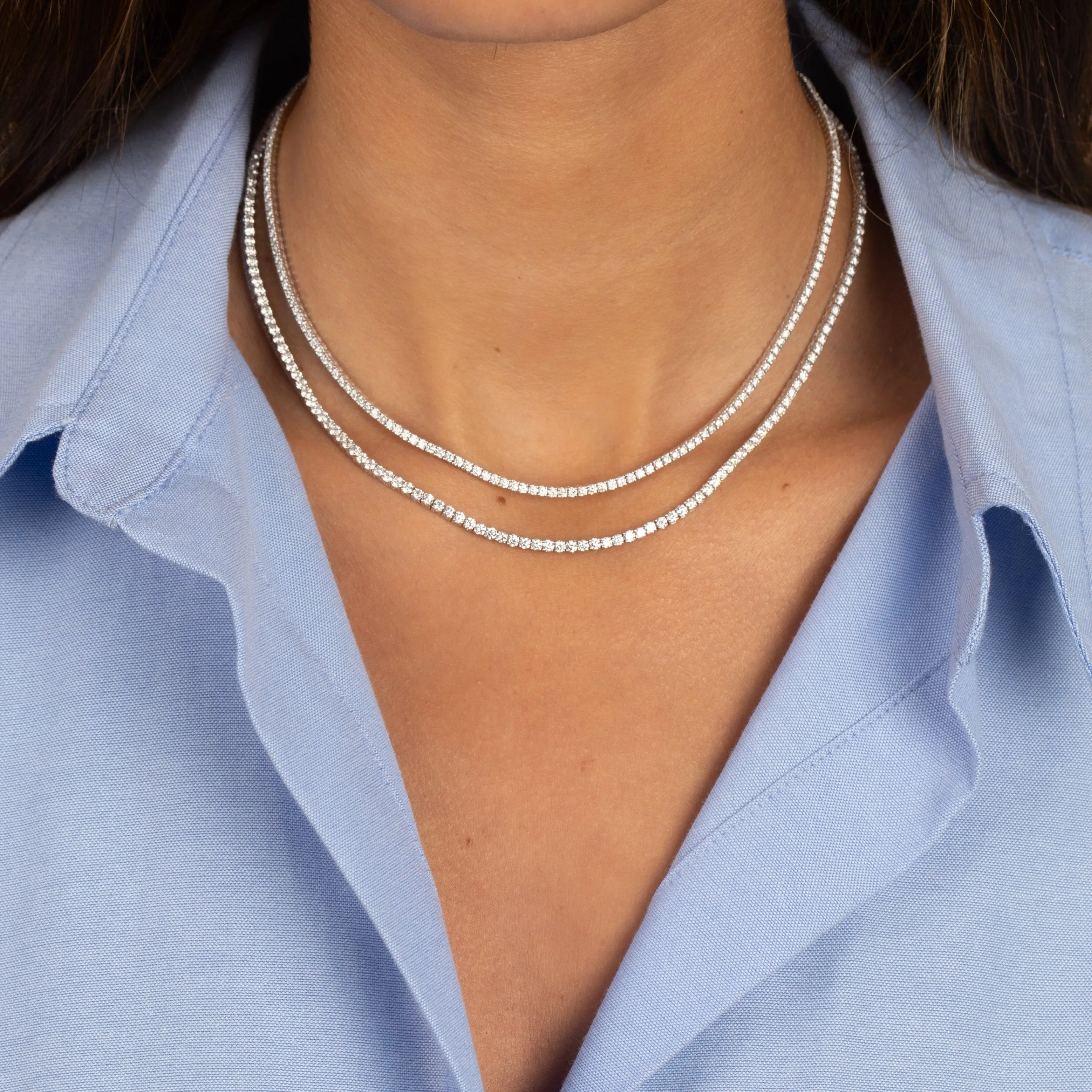 Lab Grown Diamond Four Prong Tennis Necklace 14K