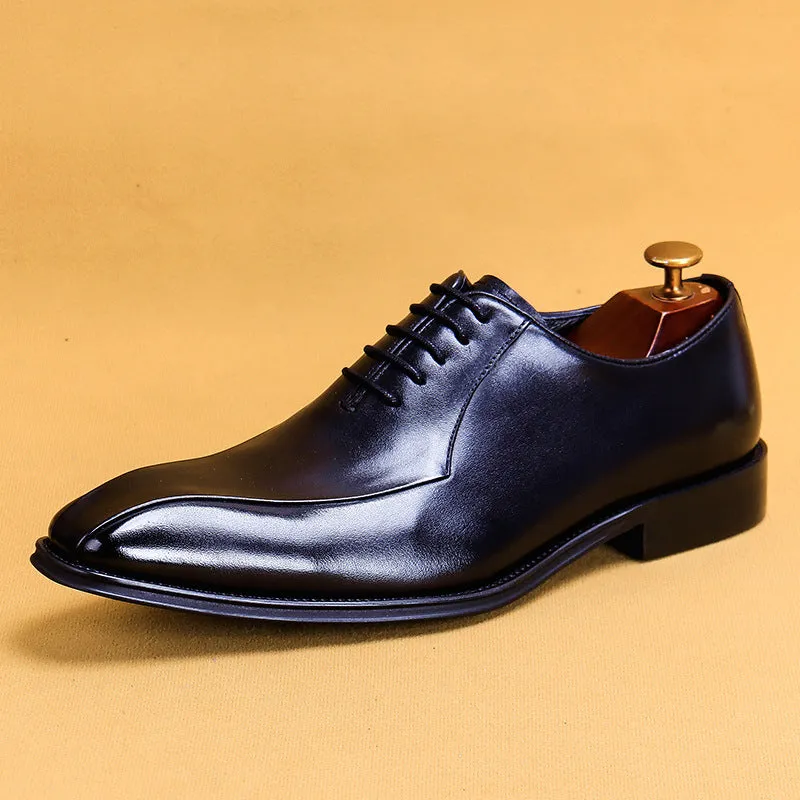 Leather Shoes Men's Genuine Leather Formal Men's Shoes Square Toe Oxford Shoes British Business Handmade Shoes89256