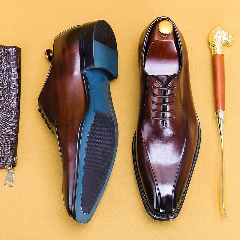 Leather Shoes Men's Genuine Leather Formal Men's Shoes Square Toe Oxford Shoes British Business Handmade Shoes89256
