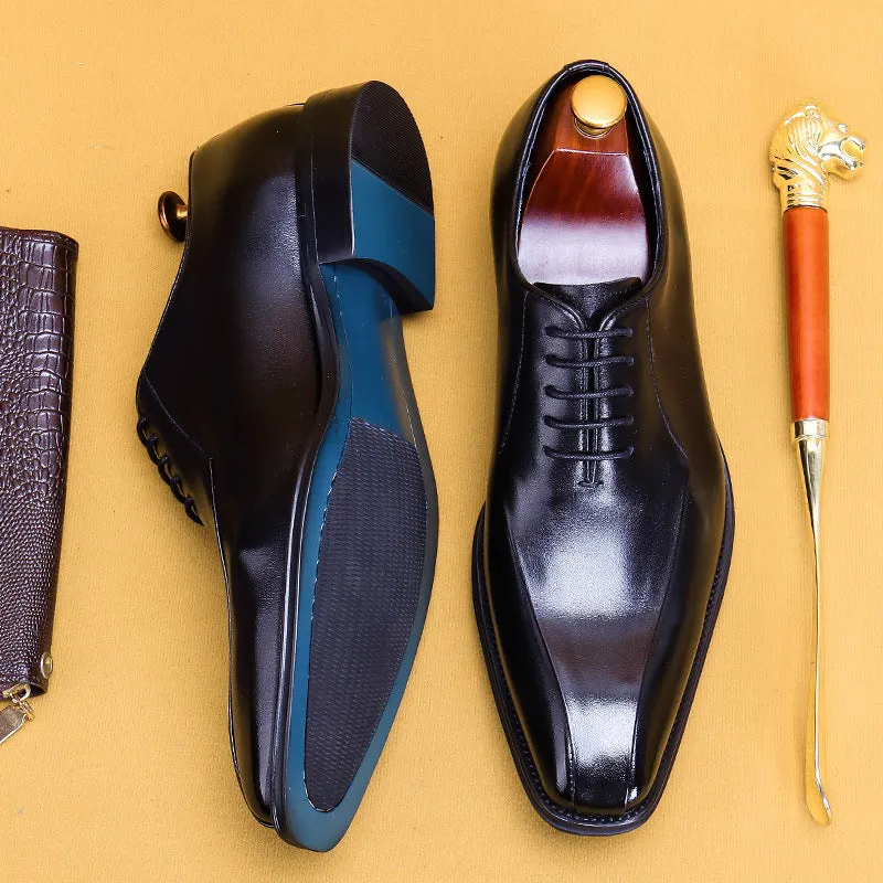 Leather Shoes Men's Genuine Leather Formal Men's Shoes Square Toe Oxford Shoes British Business Handmade Shoes89256