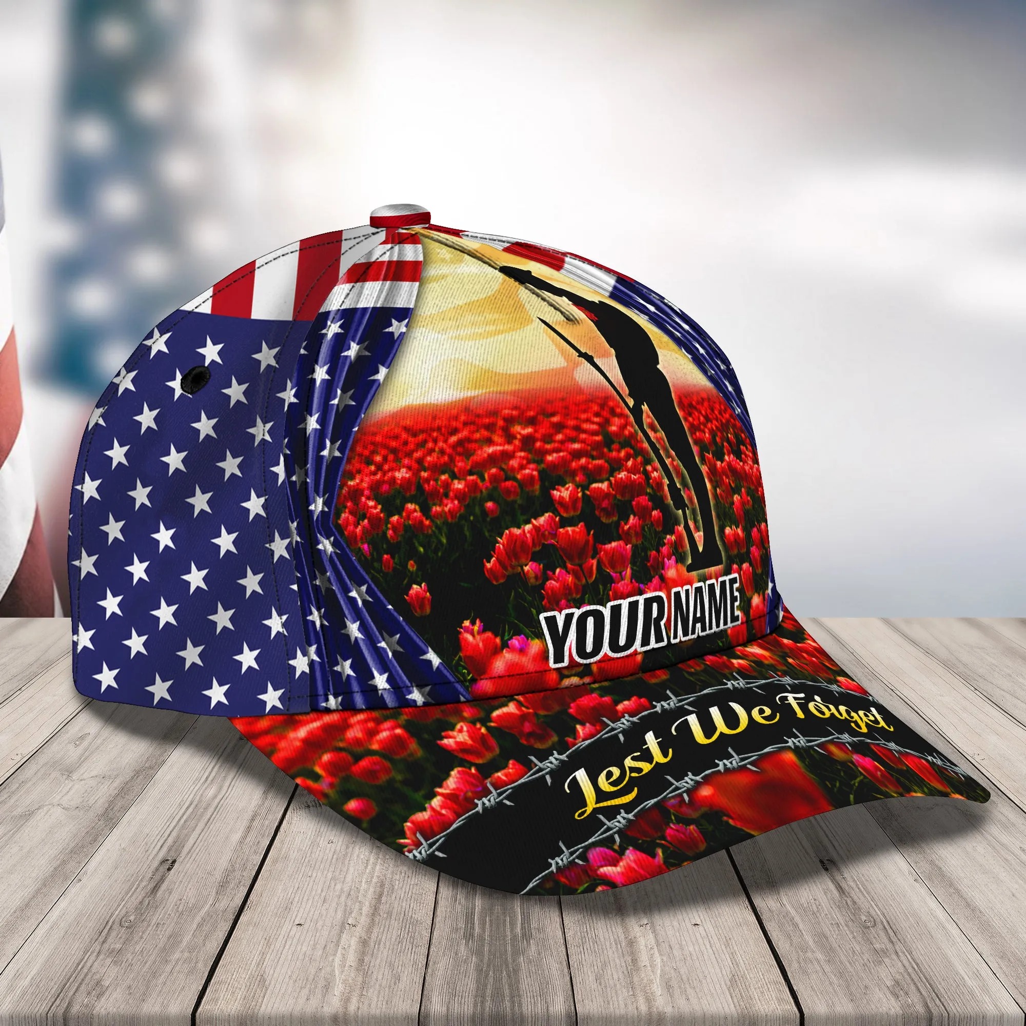 Lest We Forget - Personalized Name Cap - Loop- Ntp-435