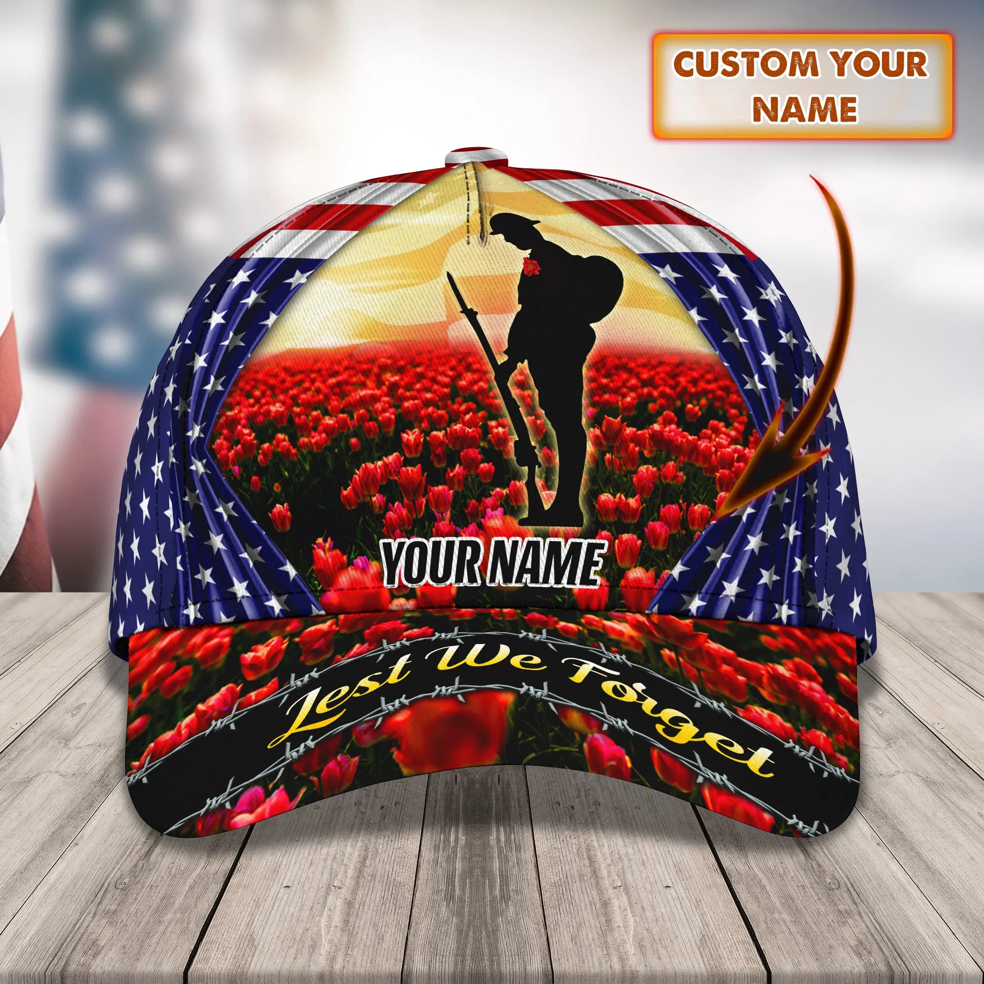 Lest We Forget - Personalized Name Cap - Loop- Ntp-435