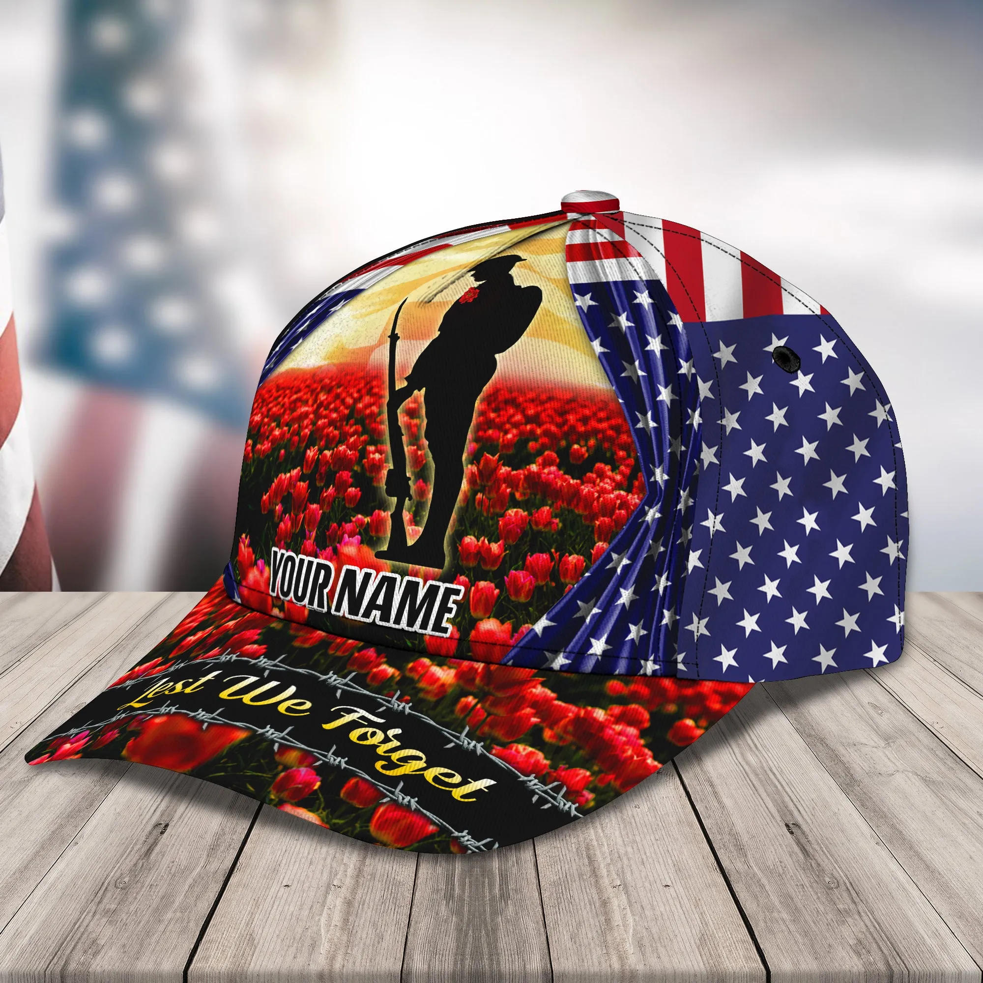 Lest We Forget - Personalized Name Cap - Loop- Ntp-435