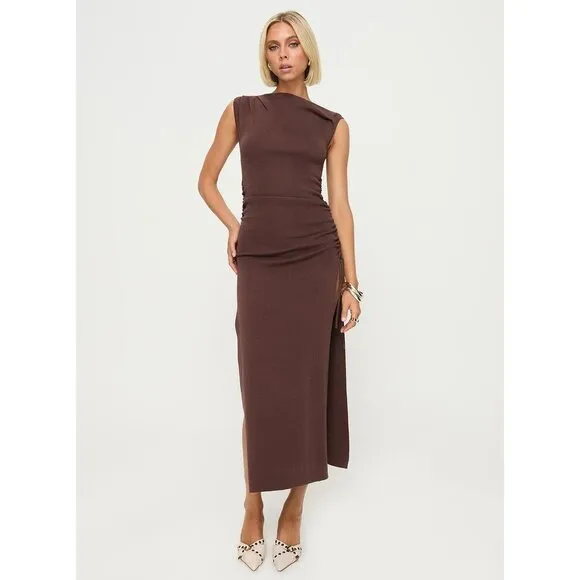 Lioness Original Sin Midi Dress in Chocolate XSmall New Womens Knit