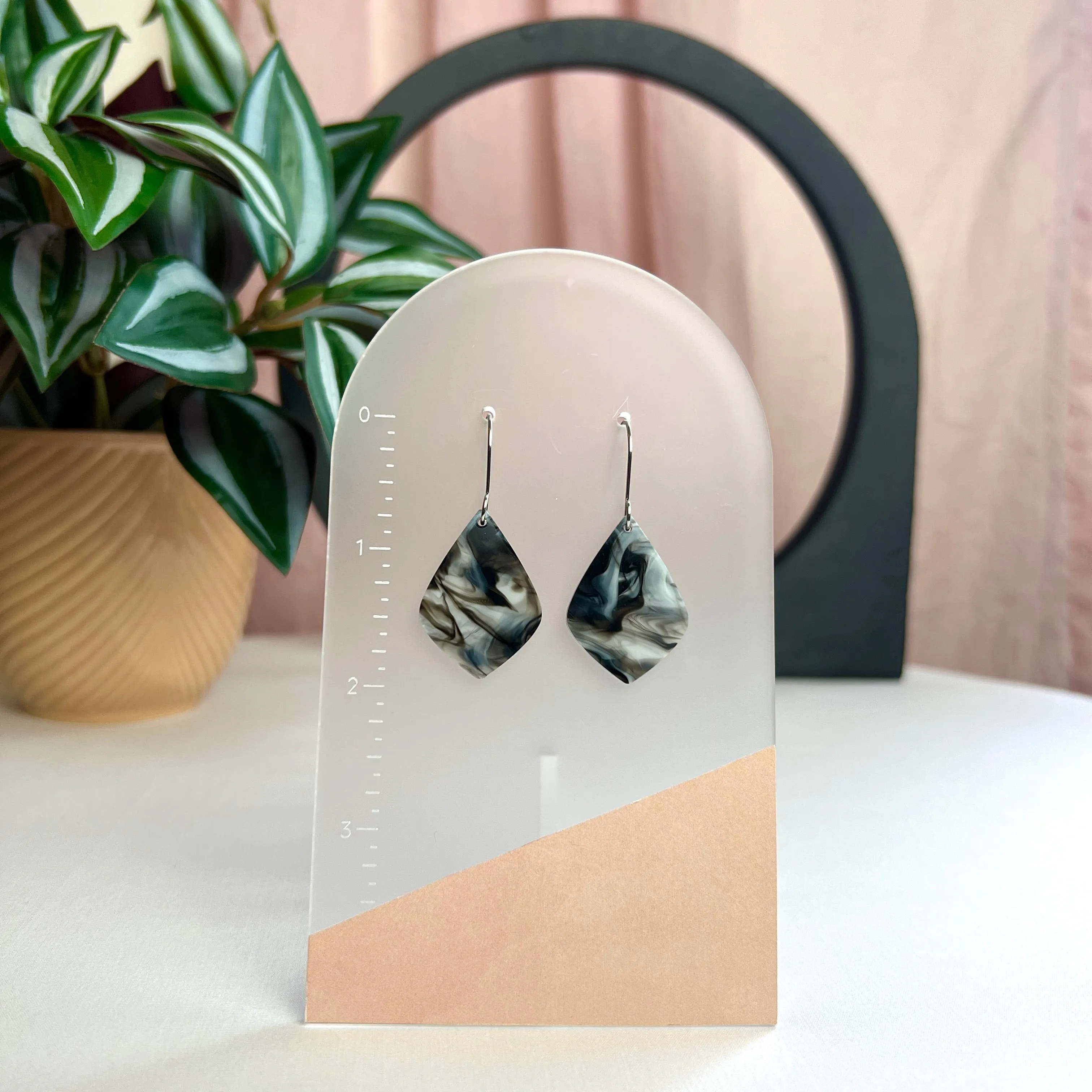 Marble Black and White Drop Earrings