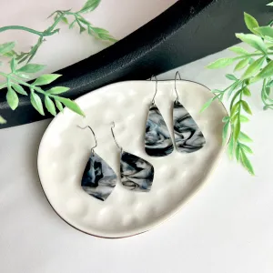 Marble Black and White Drop Earrings
