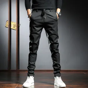 Men's Black Casual Pants - Autumn Korean Style Golf Stretch Slim Fit Trousers